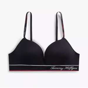 Tommy Hilfiger Signature Logo Push-Up Bralette Black 34A
